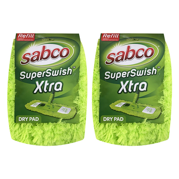2PK Sabco Dry Pad Refill For SuperSwish Xtra Complete Cleaning System Mop