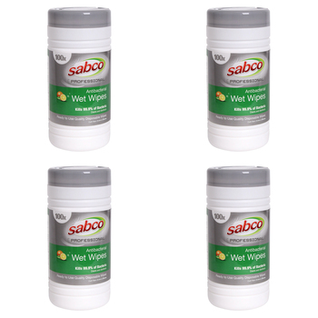 400pc Sabco Professional 21x22cm Antibacterial Wet Wipes Cleaner
