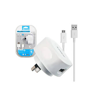 Sansai Wall Charger Micro USB Charging Cable for Samsung Galaxy/HTC White