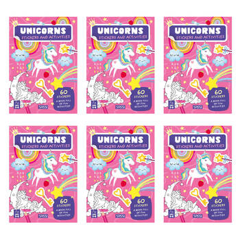 6PK Sassi Stickers & Activities Kids/Children Picture Book Unicorns Pink 3y+