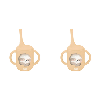 2PK Sassi Silicone Sippy Cup Set Gnawy The Sloth Baby/Childrens Cutlery 6m+