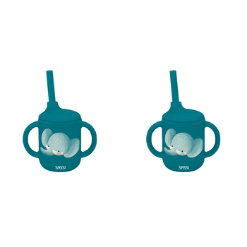 2PK Sassi Silicone Sippy Cup Set Chewy The Elephant Baby/Childrens Cutlery 6m+