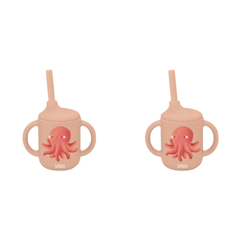 2PK Sassi Silicone Sippy Cup Set Slurpy The Octopus Baby/Childrens Cutlery 6m+