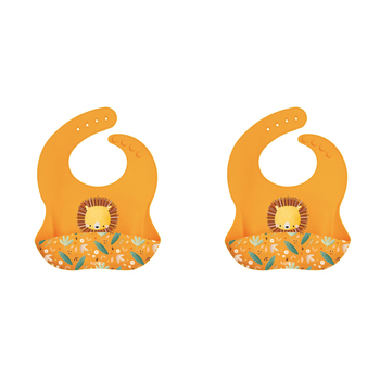2PK Sassi Silicone Bib Chompy The Lion Baby/Childrens Tableware 6m+