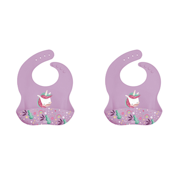 2PK Sassi Silicone Bib Sparkly The Unicorn Baby/Childrens Tableware 6m+