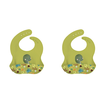 2PK Sassi Silicone Bib Cracky the Dinosaur Baby/Childrens Tableware 6m+