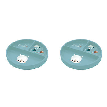 2PK Sassi Baby/Toddler Microwavable Silicone Meal Plate Munchy The Bear 6m+