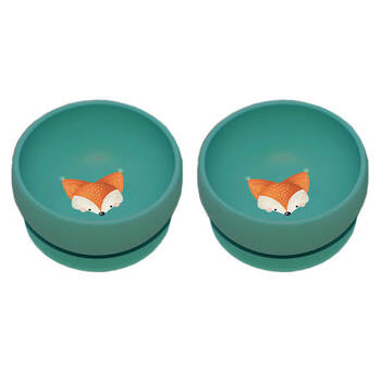 2PK Sassi Baby/Toddler Microwaveable Silicone Feeding Meal Bowl Crunchy The Fox 6m+