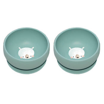2PK Sassi Baby/Toddler Microwaveable Silicone Feeding Meal Bowl Munchy The Bear 6m+