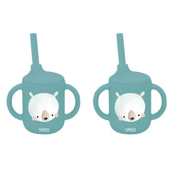 2PK Sassi Baby/Toddler Microwavable Silicone Sippy Cup Munchy The Bear 6m+
