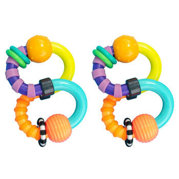 2PK Sassy Baby Twist-A-Roo Rattle Baby Interactive Play Toy 3m+