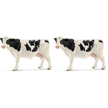 2PK Schleich Holstein Cow Hand-painted Vinyl Figure Toy Black/White 3y+