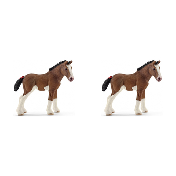 2PK Schleich 3.4'' Clydesdale Foal Animal Action Figure Kids Toy 3-8y