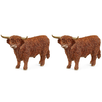 2PK Schleich 5.4'' Highland Bull Animal Action Figure Kids Toy 3-8y