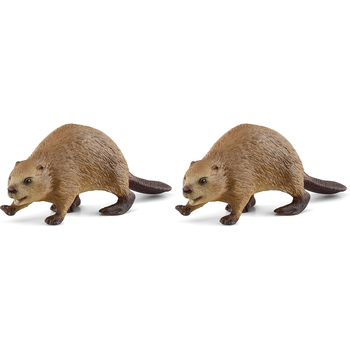 2PK Schleich 3.7'' Beaver Wildlife Animal Action Figure Kids Toy 3-8y