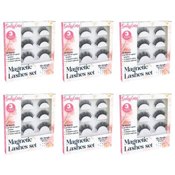 6x 3 Pairs of SwissCare Magnetic Eyelashes w/ Eyeliner & Tweezer Set Reusable