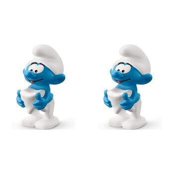 2PK Schleich Kids/Childrens Toy Figurine Smurf with Tooth 7y+