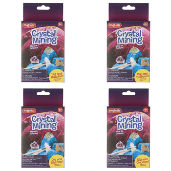 4PK Magnoidz 16cm Dig & Discover Crystal Mining Kit Kids Toy 6y+