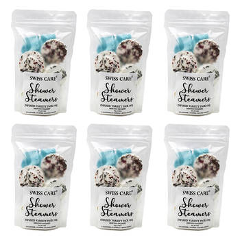 6PK SwissCare Shower Steamers Infused Variety Pack w/ Mesh Bag 140g Assorted