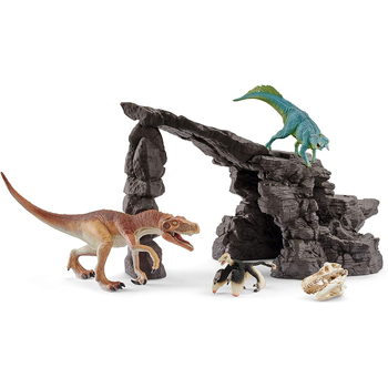9pc Schleich Dino Set w/ Cave Action Figure Kids Toy Play Set 5-12y