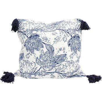 LVD Ornamental 100% Cotton Decorative Home Cushion 50x50cm Blue/White