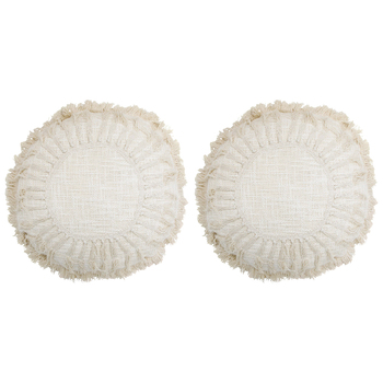 2PK LVD Cinque Cotton Cushion Pillow 48x48cm Round - White