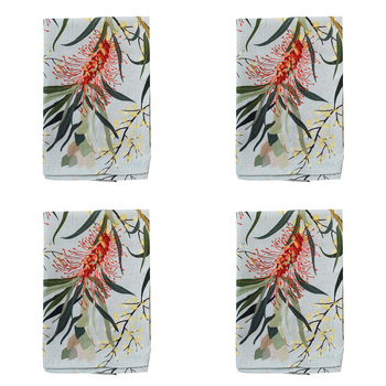 4PK LVD Cotton Stonewash 45cm Square Table Napkin - Gum Flower
