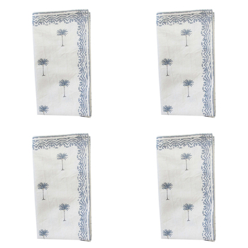 4PK LVD Cotton Stonewash 45cm Square Dining Table Napkin - Palm