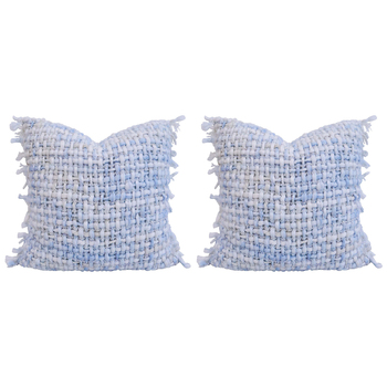 2PK LVD Chunky Knit Acrylic/Cotton Cushion Pillow 50x50cm Square - Sea Breeze