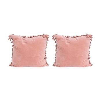 2PK LVD Cushion Velvet Tassels Blush Home/Lounge Decor 50cm Square