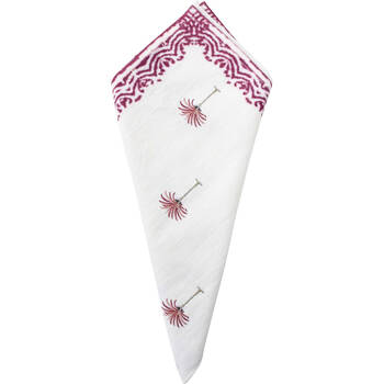 LVD 100% Soft Cotton Reusable Table Napkin 45x45cm Plum Berry Palm/White