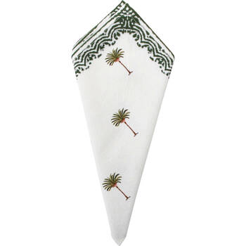 LVD 100% Soft Cotton Reusable Table Napkin 45x45cm Palm Green/White