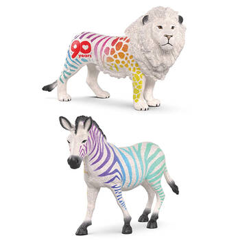2pc Schleich Lion/Zebra 90 Years Ltd Ed Kids Action Figure Combo Set 3y+