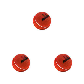3PK Summit Global Felt Rubber Practice Cricket Ball - Red