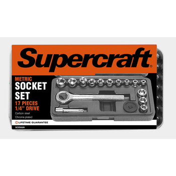17pc Supercraft 1/4" Drive Metric Home/Garage Tool Socket Set