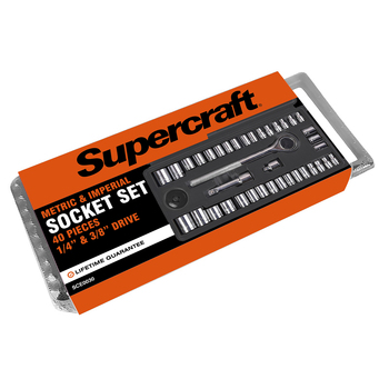40pc Supercraft 1/4" & 3/8" Drive Metric & Imperial Socket Tool Set