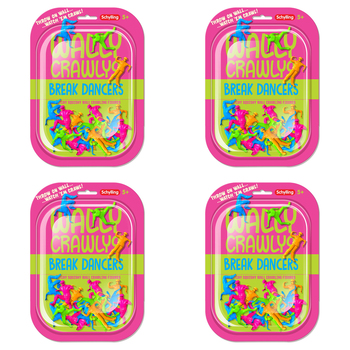 4PK Schylling Wally Crawly Breakdancers Stretchy Squishy Figures 5y+