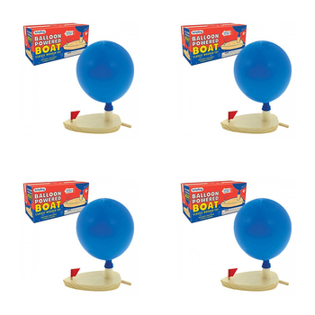 4PK Schylling Balloon Powered Boat Kids 15cm Wooden Toy 4y+