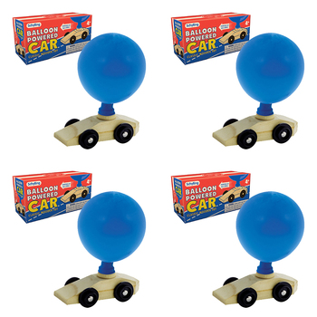 4PK Schylling Balloon Powered Vehicle Car Kids 11.4cm Wooden Toy 4y+