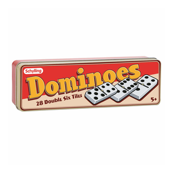 28pc Schylling Dominoes Double Six Tiles Game Tin 5y+