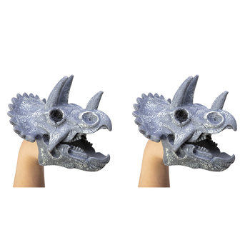 2PK Schylling Dino Skull Hand Puppet Kids Pretend Play Toy Grey Assorted 3y+