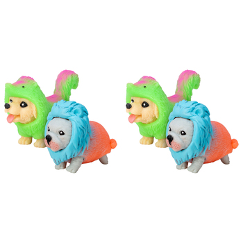 2PK Schylling Party Animals Rave Puppies Kids Figure Toy 9cm Assorted 3y+