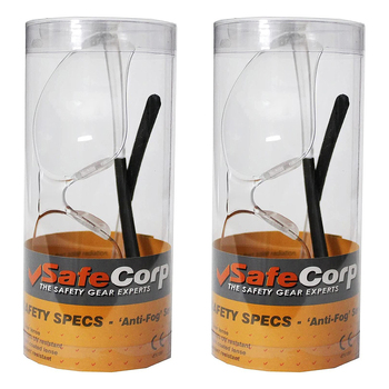 2PK Safecorp PPE Safety Specs/Glasses 'Anti-Fog' Series Clear