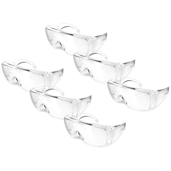 6PK Safecorp PPE Safety Specs/Glasses UV Resistant Clear Vented