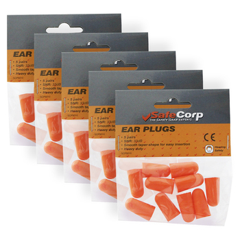 5x 5pc Safecorp Ear Plugs Soft Foam Safety Hearing Protection