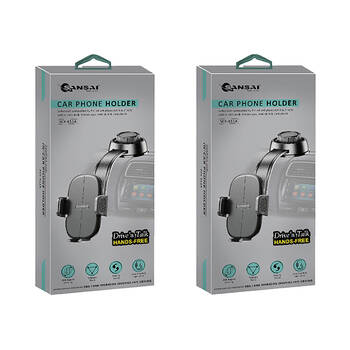 2PK Sansai Universal Suction Mounted Car Phone Holder Adjustable Anti-Slip Black
