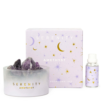 3pc Serenity Crystal 50ml Potpourri & Oil Set - De-Stress & Amethyst