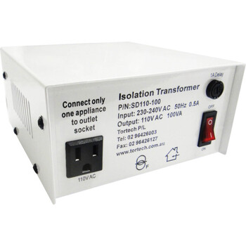 100W USA STEPDOWN TRANSFORMER 110V DIELECTRICALLY ISOLATED