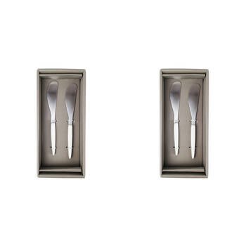 2x 2pc NF Living Pate Knife Set with Handles 15cm White