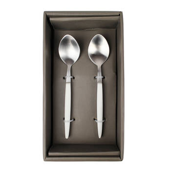 2pc NF Living Serving Spoons Set with Handles 13x2.5cm White